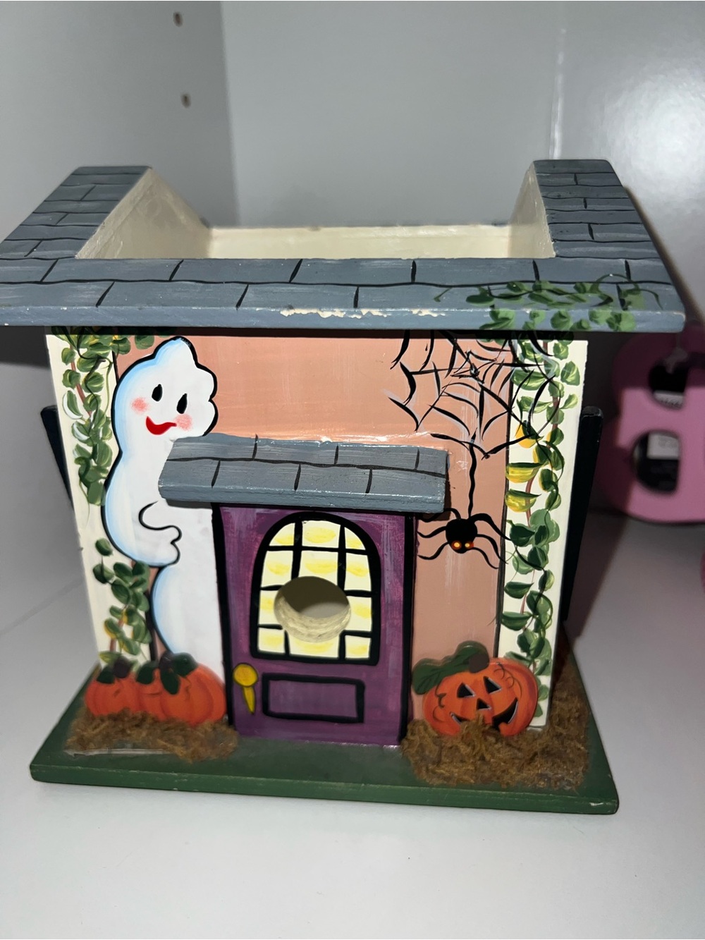 Source Unknown Purple Door Halloween Tealight House with White Ghost